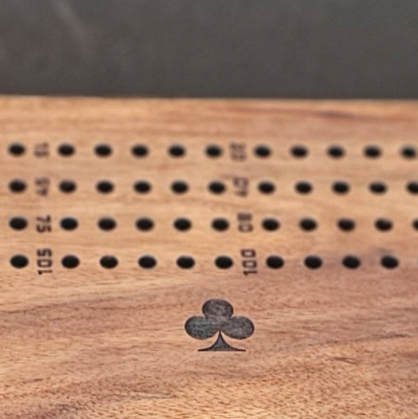 2 Player Wood / Epoxy Cribbage Board with Large Pegs