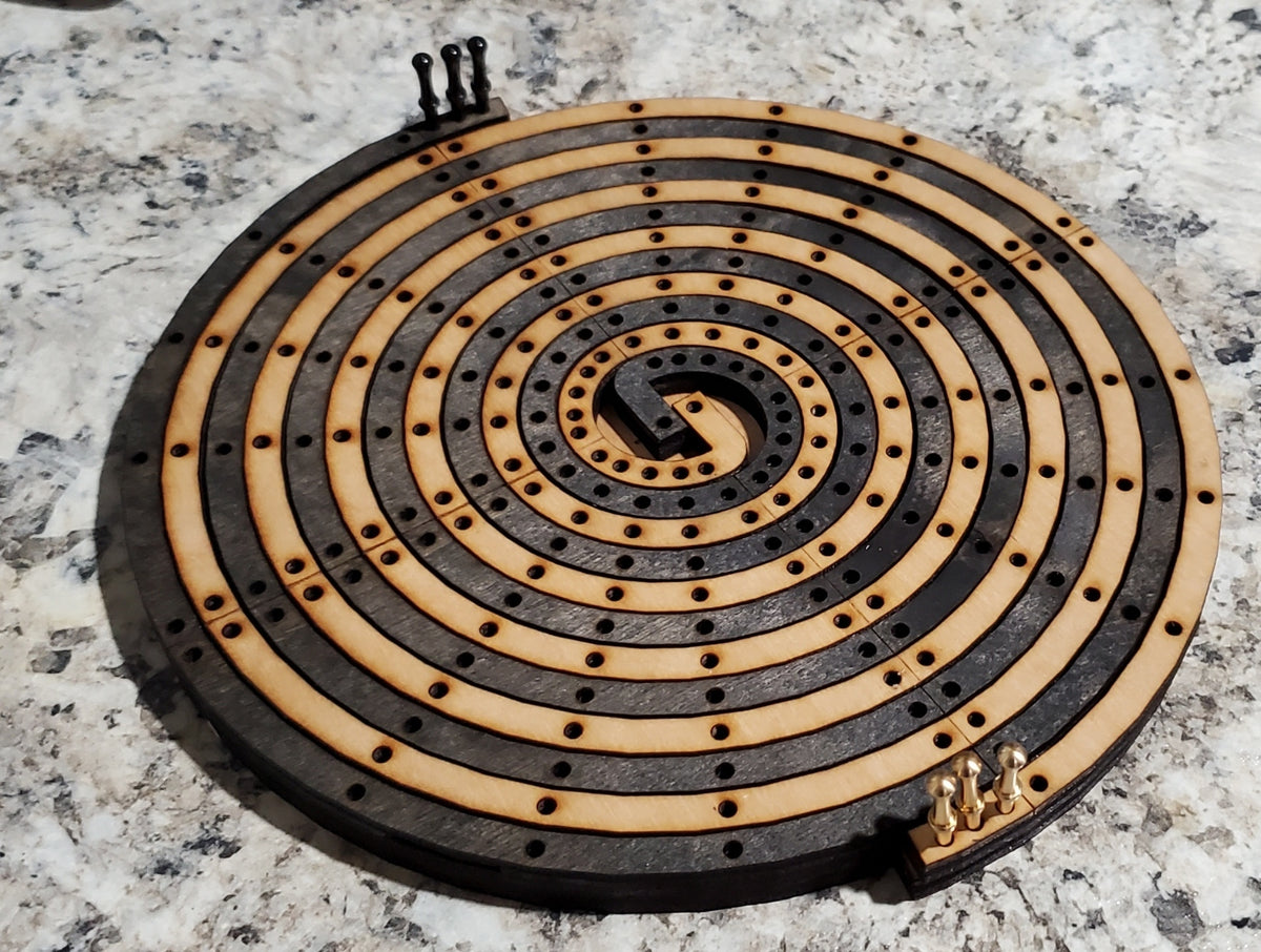 Twisted Spiral Cribbage Board - 2 Players - Large
