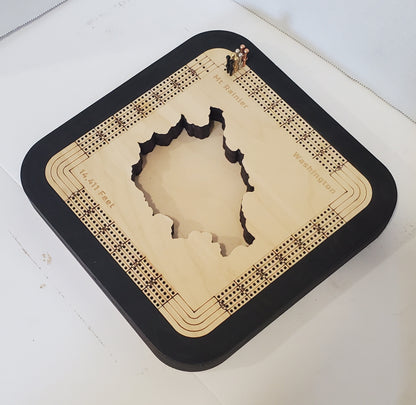 Mount Rainier 4 Lane Cribbage Board