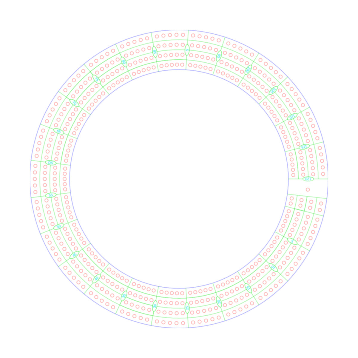 Round / Circle Cribbage Board Pattern / Template