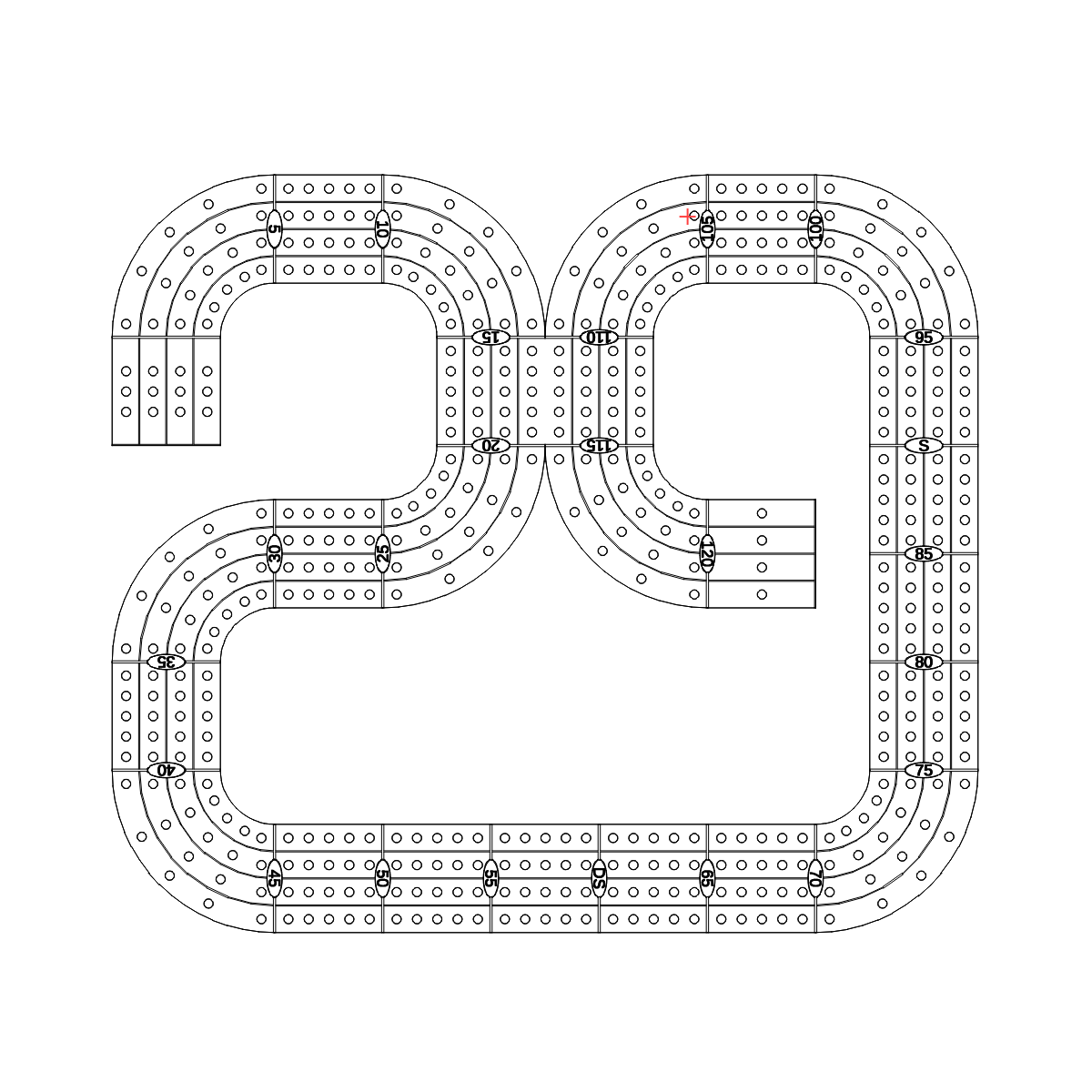 29 hand cribbage board pattern / template