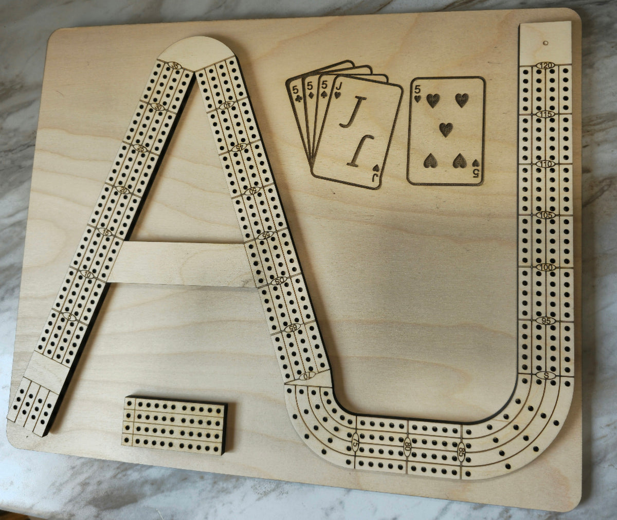 Custom Cribbage Board Initials AJ